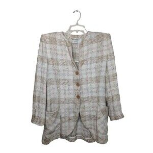 Ungaro Parallele Paris Vintage 80s Blazer Womens Sz 14 Tweed Italy Neutrals